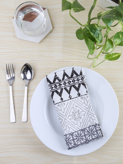 

House This Set of 2 Black & Grey Printed Napkins