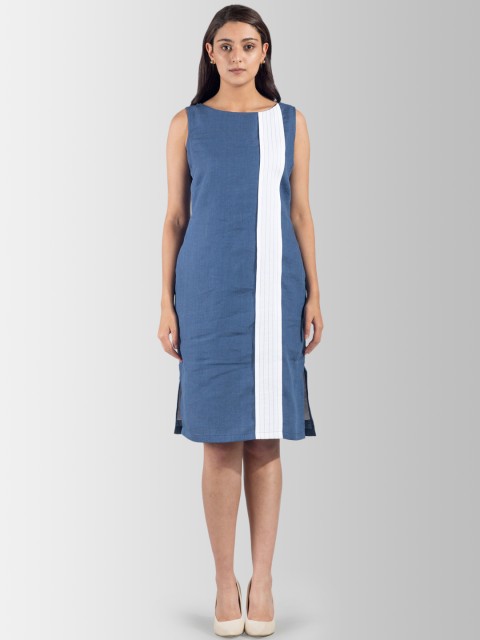 

FableStreet Women Colourblocked Blue Sheath Dress