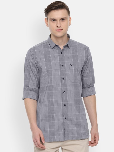 

Allen Solly Men Grey Slim Fit Checked Casual Shirt