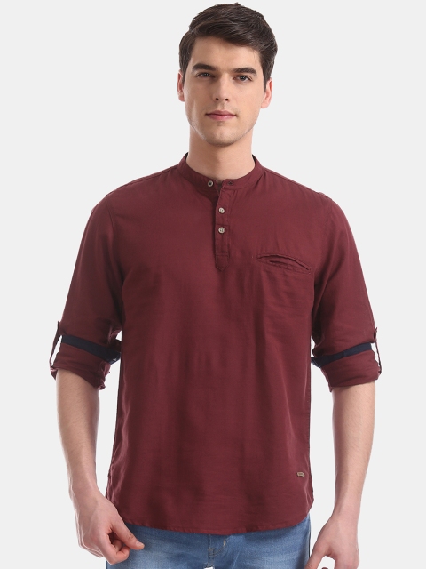 

Cherokee Men Maroon Regular Fit Solid Casual Shirt