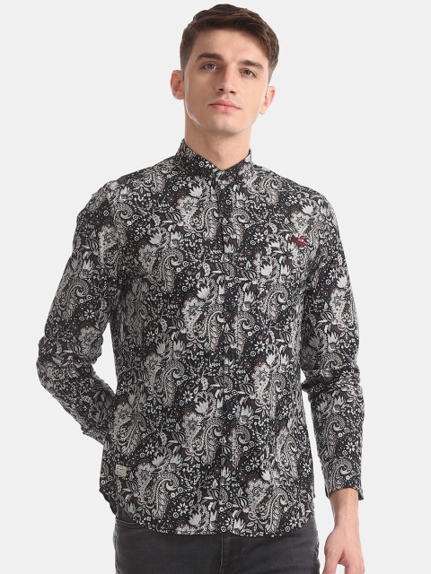 

Ed Hardy Men Black & Grey Slim Fit Printed Casual Shirt
