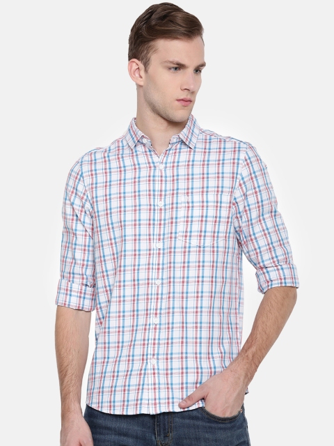 

Chennis Men White Slim Fit Checked Casual Shirt