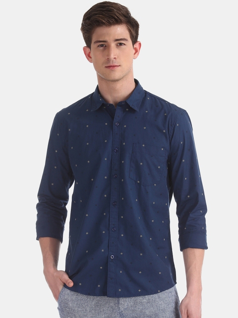 

Ruggers Men Blue Regular Fit Printed Casual Shirt