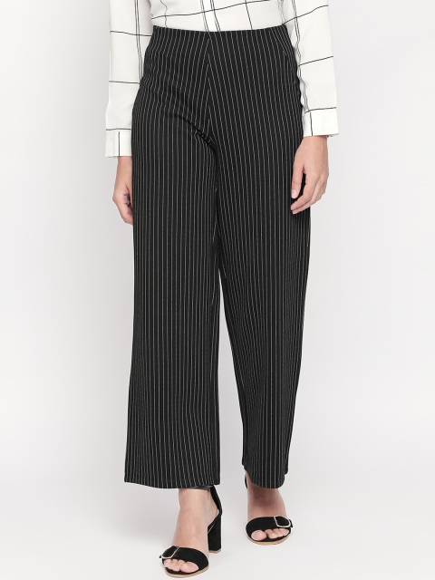 

Annabelle by Pantaloons Women Black & White Regular Fit Striped Parallel Trousers