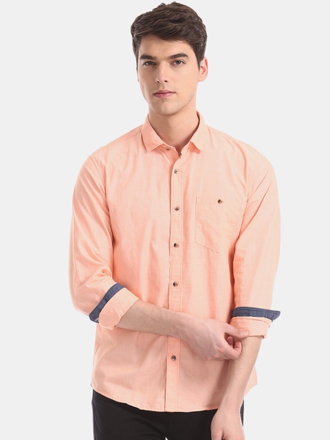 

Ruggers Men Orange Regular Fit Solid Casual Shirt
