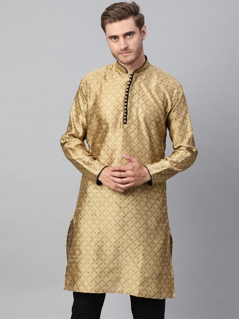 

SOJANYA Men Gold-Coloured Woven Design Straight Kurta