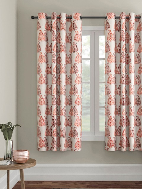 

Soumya White Printed Single Window Curtain