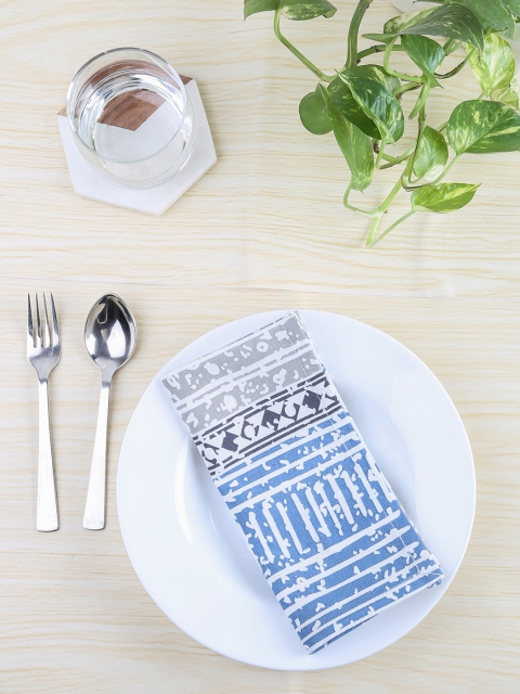 

House This Set of 4 Blue & Grey Printed Napkins