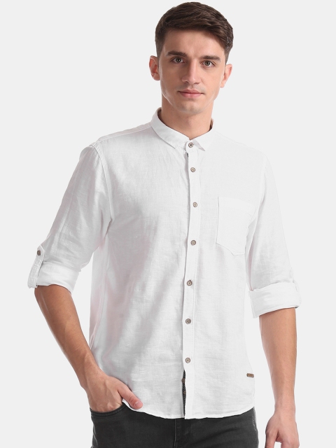 

Cherokee Men White Regular Fit Solid Casual Shirt
