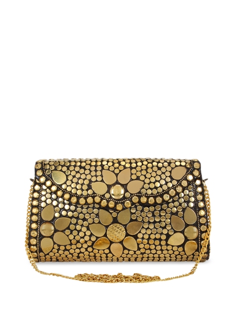 

Anekaant Gold-Toned Textured Envelope Clutch