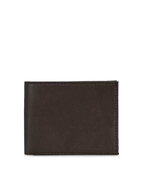 

Calvadoss Men Brown Textured Two Fold Leather Wallet