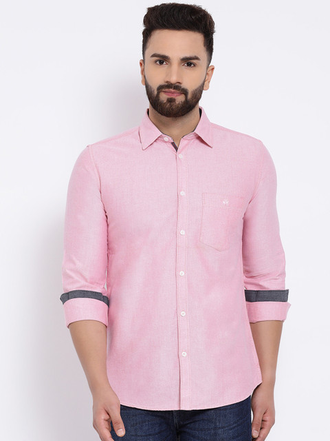 

Crimsoune Club Men Pink Slim Fit Solid Casual Shirt