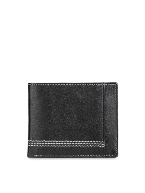 

Teakwood Leathers Men Black Leather Solid Two Fold Wallet