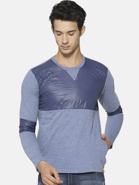 

Campus Sutra Men Blue Colourblocked Sweatshirt