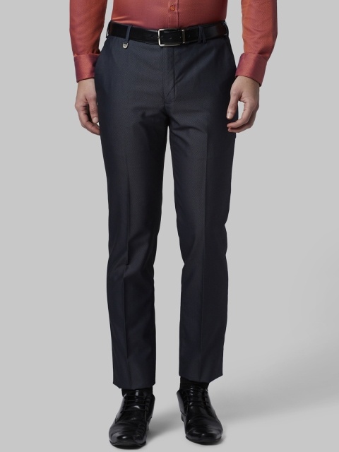 

Park Avenue Men Navy Blue Slim Fit Textured Formal Trousers