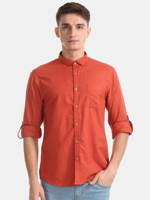 

Cherokee Men Orange Regular Fit Solid Casual Shirt