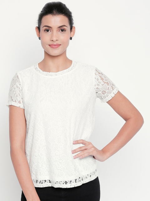 

Honey by Pantaloons Women White Self Design Top