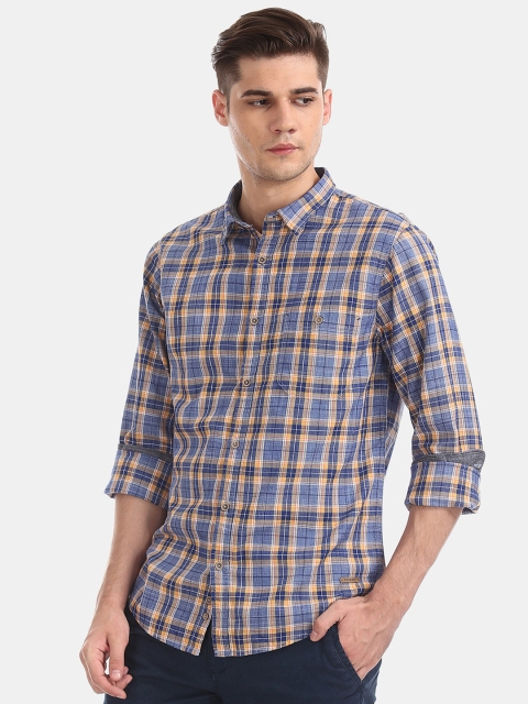 

Cherokee Men Blue & Yellow Regular Fit Checked Casual Shirt