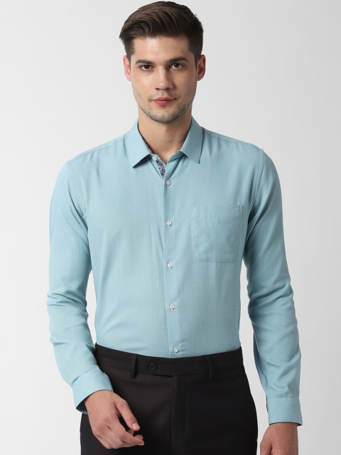 

Peter England Men Blue Regular Fit Self Design Formal Shirt