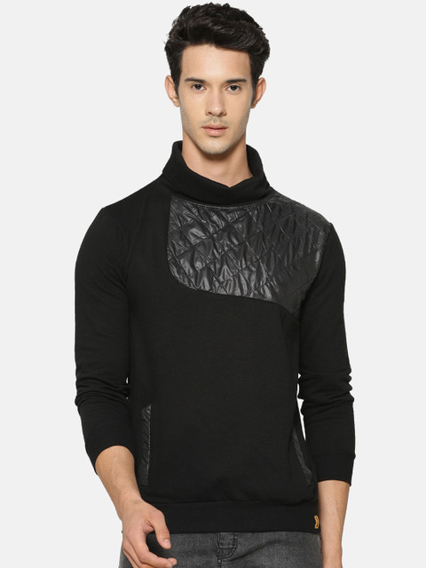 

Campus Sutra Men Black Solid Sweatshirt