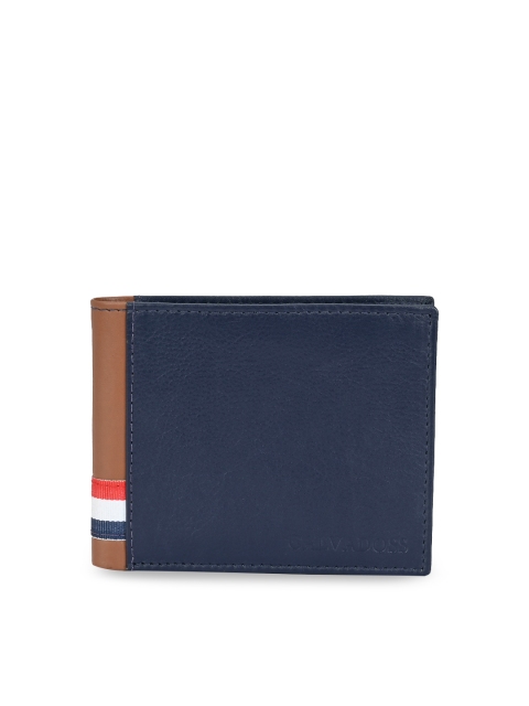 

Calvadoss Men Blue Textured Leather Two Fold Wallet