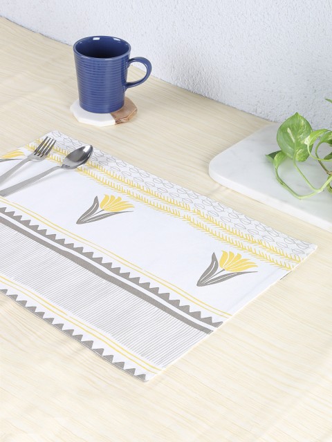 

House This Set of 2 Yellow & Grey Printed Table Placemats
