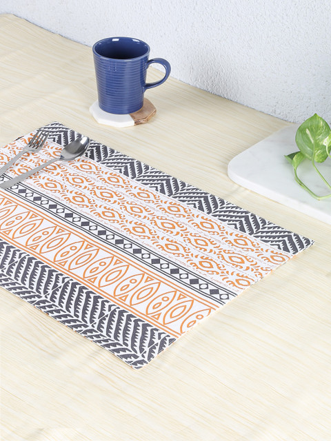 

House This Set of 2 Orange & Black Printed Table Placemats