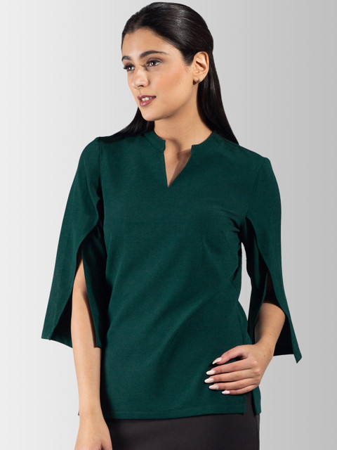 

FableStreet Women Green Solid Top