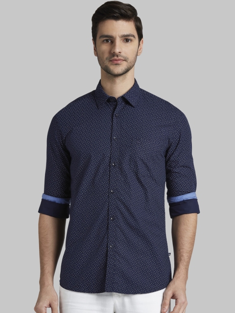 

Parx Men Navy Blue Slim Fit Printed Casual Shirt
