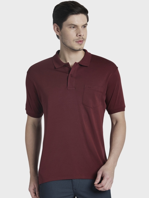 

ColorPlus Men Red Solid Polo Collar T-shirt