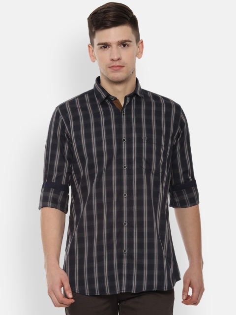 Van Heusen Sport Men Black Slim Fit Checked Casual Shirt