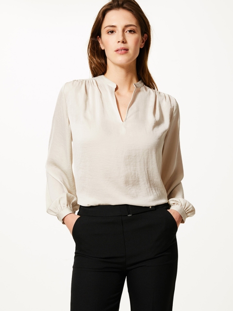 

Marks & Spencer Women Beige Solid Shirt Style Top
