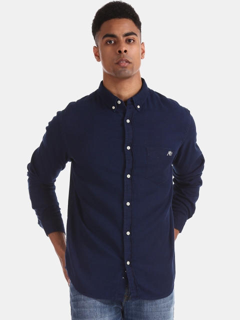 

Aeropostale Men Navy Blue Regular Fit Solid Casual Shirt