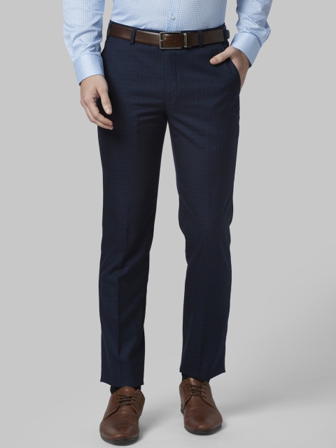

Park Avenue Men Blue Slim Fit Checked Formal Trousers