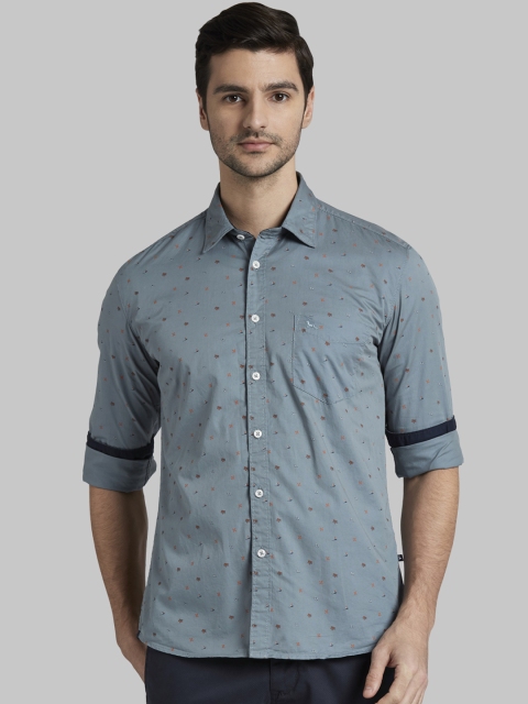 

Parx Men Blue Slim Fit Printed Casual Shirt