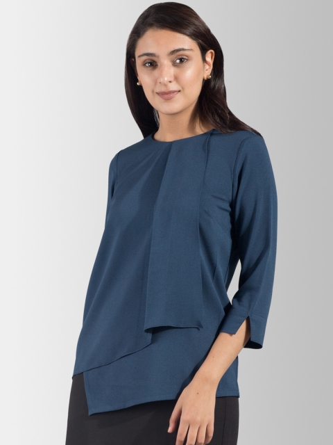 

FableStreet Women Blue Solid Top