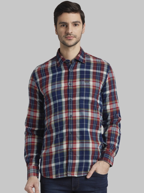 

Parx Men Blue Slim Fit Checked Casual Shirt