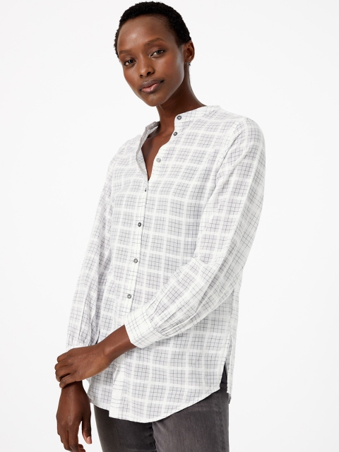 

Marks & Spencer Women Grey Checked Pure Cotton Top
