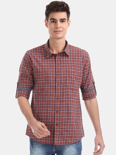 

Ruggers Men Brown Regular Fit Checked Casual Shirt
