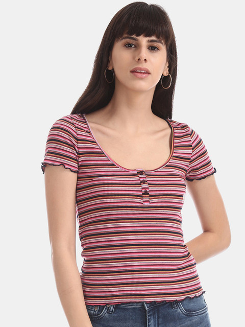 

Aeropostale Women Black Striped Top