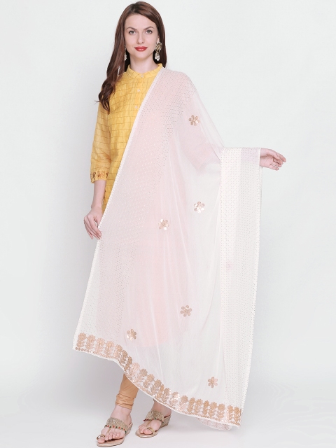 

Dupatta Bazaar Off-White Embroidered Chiffon Dupatta