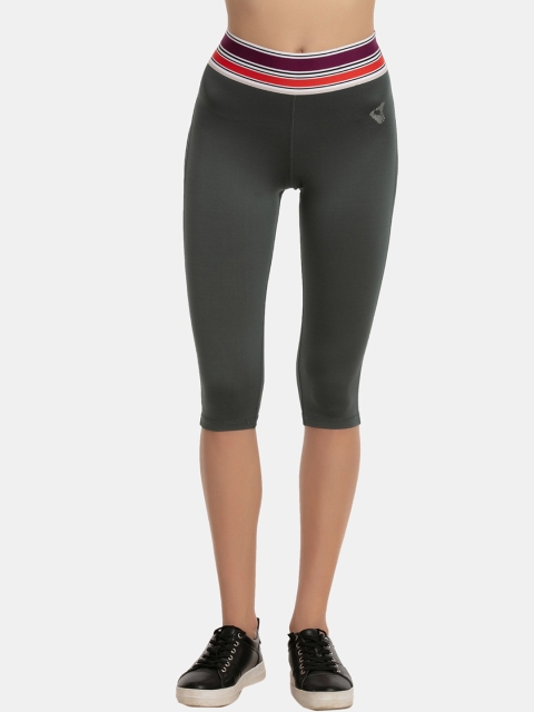 

Zelocity by Zivame Women Grey Solid Skinny Fit Capris