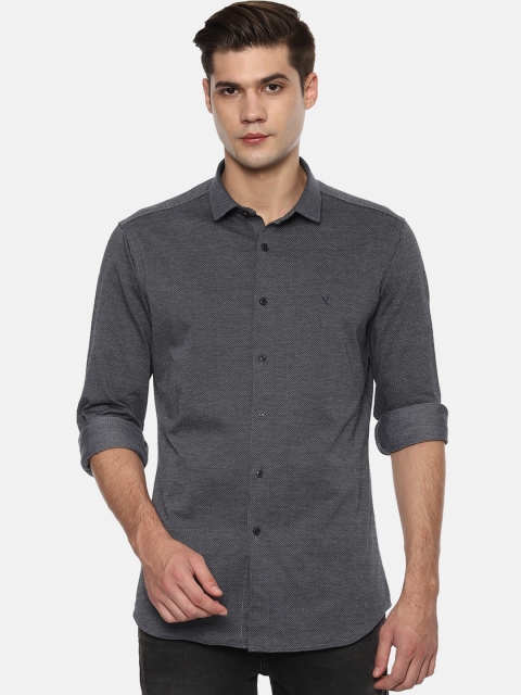

V Dot Men Grey Slim Fit Self Design Casual Shirt