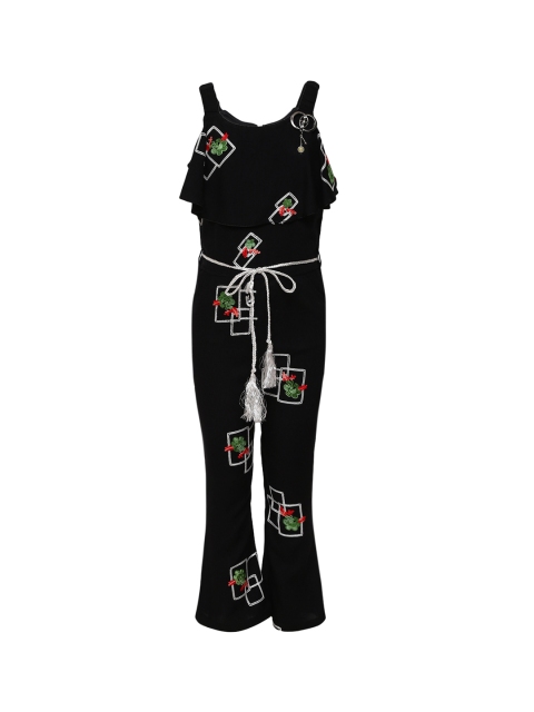 

Aarika Girls Black Embroidered Basic Jumpsuit
