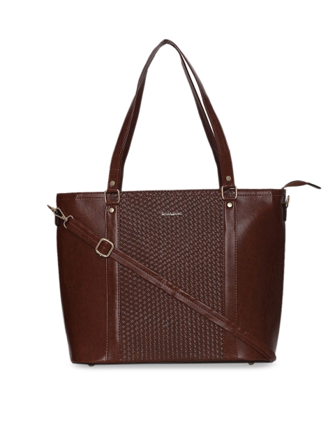 

David Jones Brown Self Design Shoulder Bag