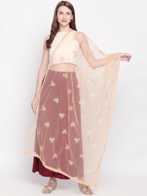 

Dupatta Bazaar Beige Embroidered Net Dupatta