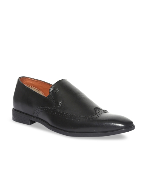 

Arrow Men Black Solid Leather Slip-Ons
