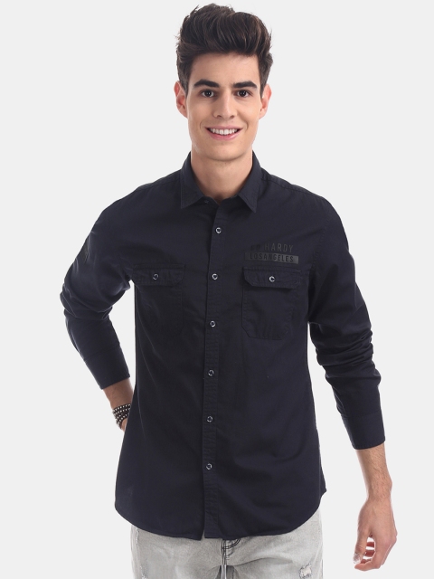 

Ed Hardy Men Blue Slim Fit Solid Casual Shirt