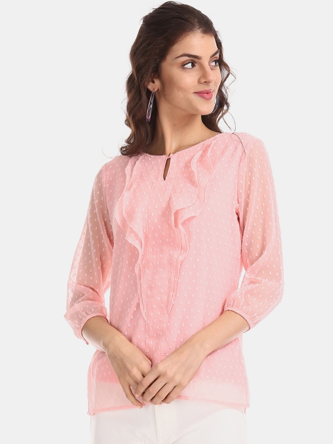 

Elle Women Pink Self Design Top