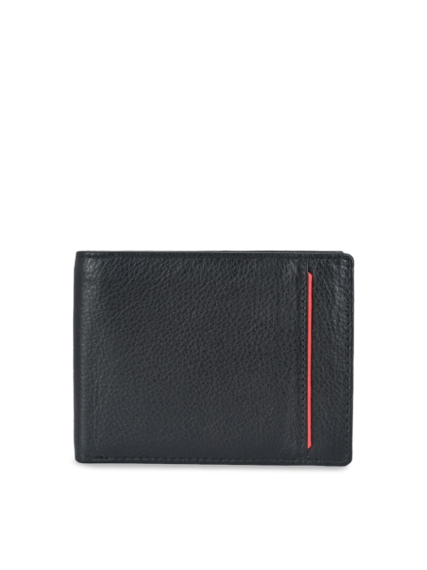 

Calvadoss Men Black Solid Leather Two Fold Wallet
